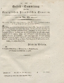 Gesetz-Sammlung für die Königlichen Preussischen Staaten, 31. Dezember 1826, nr. 18.