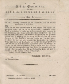 Gesetz-Sammlung für die Königlichen Preussischen Staaten, 8. Februar 1833, nr. 1.