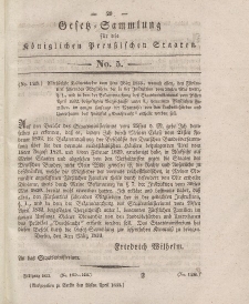 Gesetz-Sammlung für die Königlichen Preussischen Staaten, 29. April 1833, nr. 5.