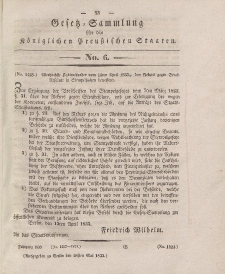 Gesetz-Sammlung für die Königlichen Preussischen Staaten, 28. Mai 1833, nr. 6.