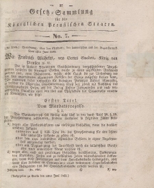 Gesetz-Sammlung für die Königlichen Preussischen Staaten, 10. Juni 1833, nr. 7.