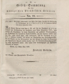 Gesetz-Sammlung für die Königlichen Preussischen Staaten, 02. Juli 1833, nr. 10.