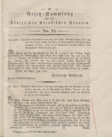 Gesetz-Sammlung für die Königlichen Preussischen Staaten, 15. August 1833, nr. 13.