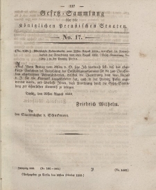 Gesetz-Sammlung für die Königlichen Preussischen Staaten, 22. Oktober 1833, nr. 17.