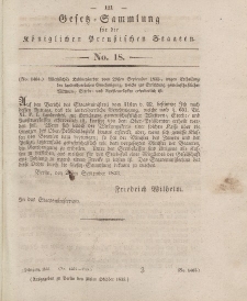 Gesetz-Sammlung für die Königlichen Preussischen Staaten, 30. Oktober 1833, nr. 18.