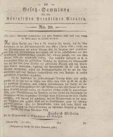 Gesetz-Sammlung für die Königlichen Preussischen Staaten, 27. November 1833, nr. 20.