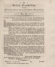 Gesetz-Sammlung für die Königlichen Preussischen Staaten, 9. Dezember 1833, nr. 22.