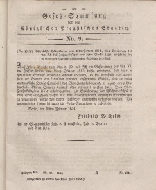 Gesetz-Sammlung für die Königlichen Preussischen Staaten, 14. April 1834, nr. 9.
