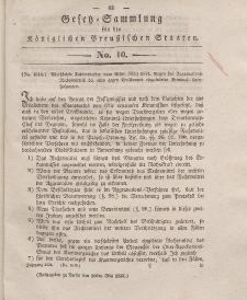 Gesetz-Sammlung für die Königlichen Preussischen Staaten, 20. Mai 1834, nr. 10.