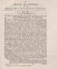 Gesetz-Sammlung für die Königlichen Preussischen Staaten, 30. September 1834, nr. 20.