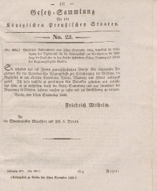 Gesetz-Sammlung für die Königlichen Preussischen Staaten, 12. November 1834, nr. 23.