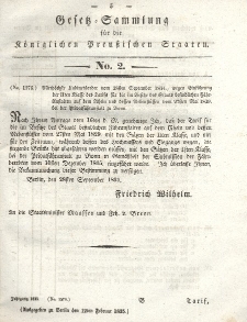 Gesetz-Sammlung für die Königlichen Preussischen Staaten, 12. Februar 1835, nr. 2.