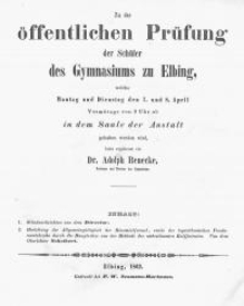 Zu der &ouml;ffentlichen Pr&uuml;fung der Sch&uuml;ler des Gymnasiums zu Elbing...
