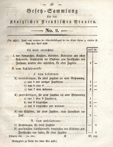 Gesetz-Sammlung für die Königlichen Preussischen Staaten, 18. Mai 1835, nr. 9.