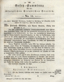 Gesetz-Sammlung für die Königlichen Preussischen Staaten, 18. Juli 1835, nr. 14.