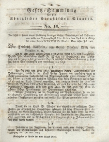 Gesetz-Sammlung für die Königlichen Preussischen Staaten, 6. August 1835, nr. 16.