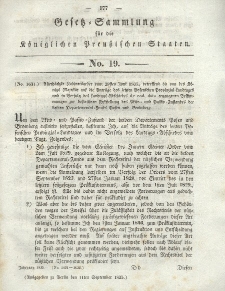 Gesetz-Sammlung für die Königlichen Preussischen Staaten, 11. September 1835, nr. 19.