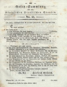Gesetz-Sammlung für die Königlichen Preussischen Staaten, 22. Oktober 1835, nr. 21.