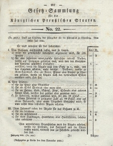 Gesetz-Sammlung für die Königlichen Preussischen Staaten, 3. November 1835, nr. 22.