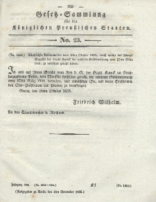 Gesetz-Sammlung für die Königlichen Preussischen Staaten, 4. November 1835, nr. 23.