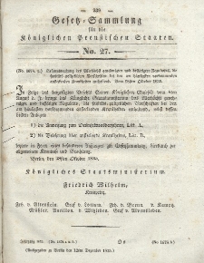 Gesetz-Sammlung für die Königlichen Preussischen Staaten, 12. Dezember 1835, nr. 27.