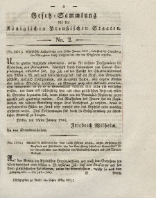 Gesetz-Sammlung für die Königlichen Preussischen Staaten, 26. März 1831, nr. 2.