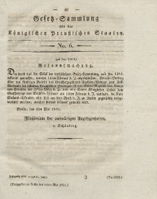 Gesetz-Sammlung für die Königlichen Preussischen Staaten, 10. Mai 1831, nr. 6.