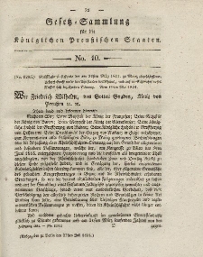 Gesetz-Sammlung für die Königlichen Preussischen Staaten, 27. Juli 1831, nr. 10.