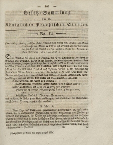 Gesetz-Sammlung für die Königlichen Preussischen Staaten, 26. August 1831, nr. 12.
