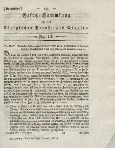 Gesetz-Sammlung für die Königlichen Preussischen Staaten, 24. September 1831, nr. 13.