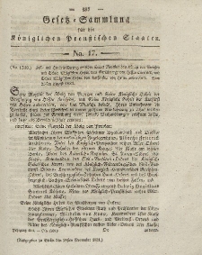 Gesetz-Sammlung für die Königlichen Preussischen Staaten, 28. November 1831, nr. 17.