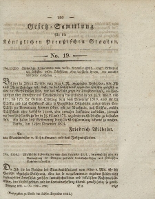 Gesetz-Sammlung für die Königlichen Preussischen Staaten, 31. Dezember 1831, nr. 19.