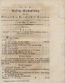 Gesetz-Sammlung für die Königlichen Preussischen Staaten, 14. Januar 1832, nr. 1.