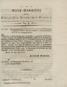 Gesetz-Sammlung für die Königlichen Preussischen Staaten, 2. Februar 1832, nr. 2.