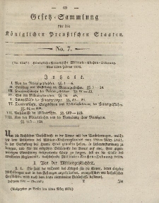 Gesetz-Sammlung für die Königlichen Preussischen Staaten, 13. März 1832, nr. 7.
