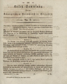 Gesetz-Sammlung für die Königlichen Preussischen Staaten, 9. April 1832, nr. 8.