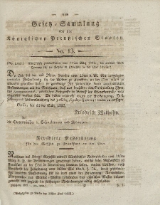 Gesetz-Sammlung für die Königlichen Preussischen Staaten, 30. Juni 1832, nr. 13.