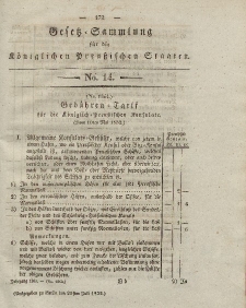 Gesetz-Sammlung für die Königlichen Preussischen Staaten, 20. Juli 1832, nr. 14.