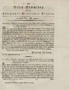 Gesetz-Sammlung für die Königlichen Preussischen Staaten, 22. November 1832, nr. 21.