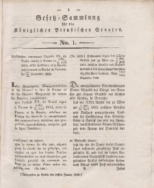 Gesetz-Sammlung für die Königlichen Preussischen Staaten, 29. Januar 1836, nr. 1.