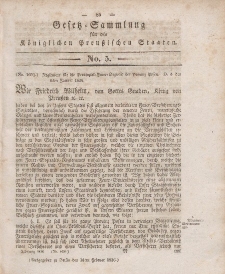 Gesetz-Sammlung für die Königlichen Preussischen Staaten, 16. Februar 1836, nr. 5.