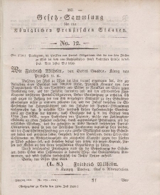 Gesetz-Sammlung für die Königlichen Preussischen Staaten, 12. Juli 1836, nr. 12.