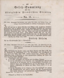 Gesetz-Sammlung für die Königlichen Preussischen Staaten, 8. August 1836, nr. 13.