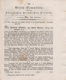 Gesetz-Sammlung für die Königlichen Preussischen Staaten, 2. September 1836, nr. 14.