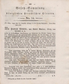 Gesetz-Sammlung für die Königlichen Preussischen Staaten, 2. September 1836, nr. 14.