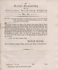 Gesetz-Sammlung für die Königlichen Preussischen Staaten, 3. November 1836, nr. 18.