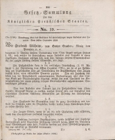 Gesetz-Sammlung für die Königlichen Preussischen Staaten, 31. Oktober 1836, nr. 19.