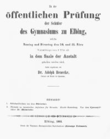 Zu der &ouml;ffentlichen Pr&uuml;fung der Sch&uuml;ler des Gymnasiums zu Elbing...