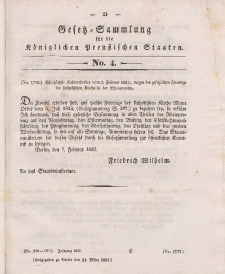 Gesetz-Sammlung für die Königlichen Preussischen Staaten, 24. März 1837, nr. 4.