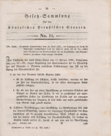 Gesetz-Sammlung für die Königlichen Preussischen Staaten, 22. Mai 1837, nr. 11.